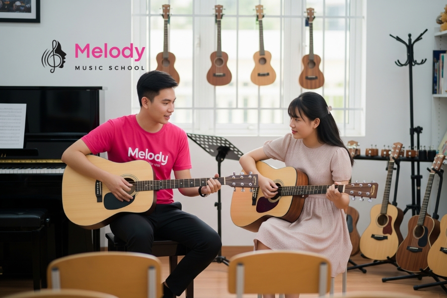 Địa Điểm Học Đàn Guitar Bình Tân Uy Tín Chất Lượng 6 Chương trình guitar tại Melody Bình Tân gồm hai cấp độ, phù hợp mọi trình độ học viên