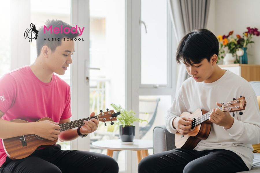 Lớp Học Đàn Ukulele Quận Tân Bình-Bình Tân-Phú Nhuận 13 Chương trình học ukulele tại Melody gồm lý thuyết và thực hành cho mọi trình độ