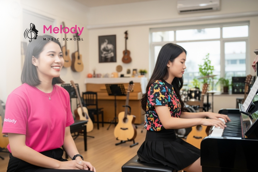 Địa Điểm Học Đàn Piano Quận Hà Đông Uy Tín Chất Lượng 13 Chương trình piano tại Melody Hà Đông gồm lộ trình cơ bản và nâng cao, kết hợp lý thuyết và thực hành