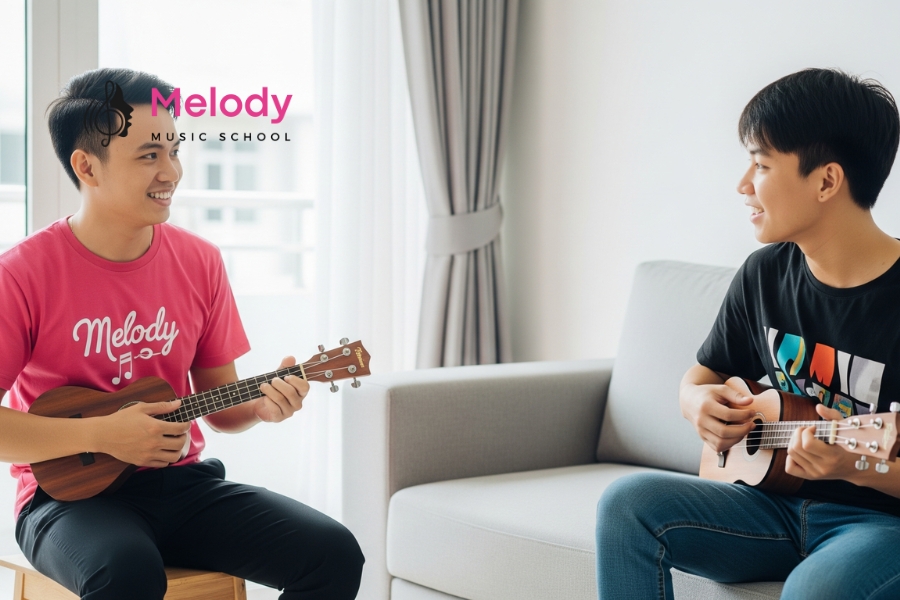 Lớp Học Đàn Ukulele Ba Đình, Hoàn Kiếm, Hai Bà Trưng 15 Học phí ukulele tại Melody Hà Nội từ 3–8 triệu/tháng, linh hoạt và nhiều ưu đãi
