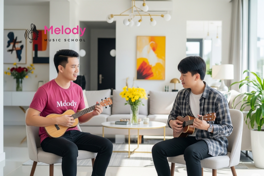 Lớp Học Đàn Ukulele Quận Tân Phú-Bình Thạnh-Gò Vấp 13 Chương trình ukulele tại Melody phù hợp mọi trình độ với phương pháp hiện đại