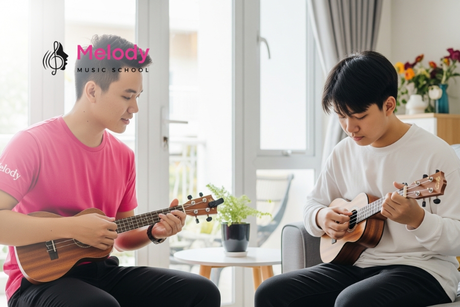 Lớp Học Đàn Ukulele Quận Tân Phú-Bình Thạnh-Gò Vấp 15 Học phí ukulele tại Melody từ 3–8 triệu/tháng, linh hoạt và nhiều ưu đãi hấp dẫn