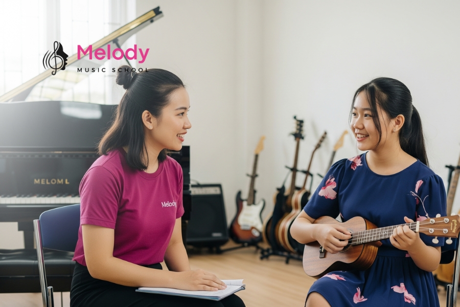 Lớp Học Đàn Ukulele Thanh Xuân, Hoàng Mai, Long Biên 13 Chương trình ukulele tại Melody Thanh Xuân, Hoàng Mai, Long Biên gồm 2 cấp độ, kết hợp lý thuyết và thực hành hiệu quả
